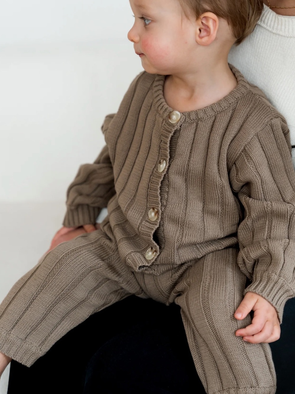 Oat Co Wide Ribbed Jumpsuit in Oak
